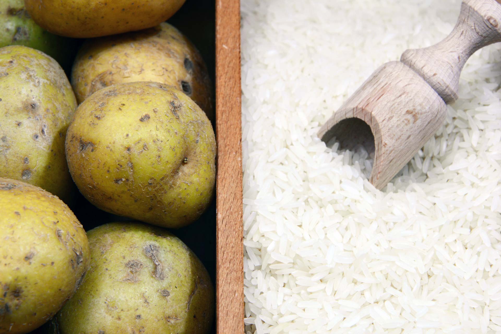 Potatoes and rice, uncooked