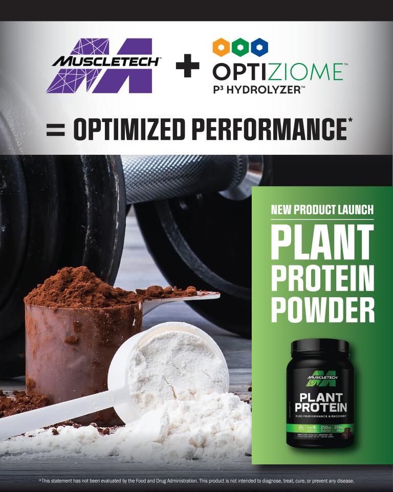 OPTIZIOME™ P3 HYDROLYZER™ + MuscleTech Plant Protein = Optimized Performance